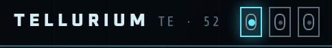 Left end of the system bar: the word Tellurium, Te 52, and three small workspace capsules with the first one lit.